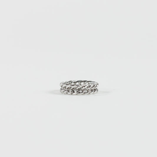 Ellie Chunky Chain White Gold Ring